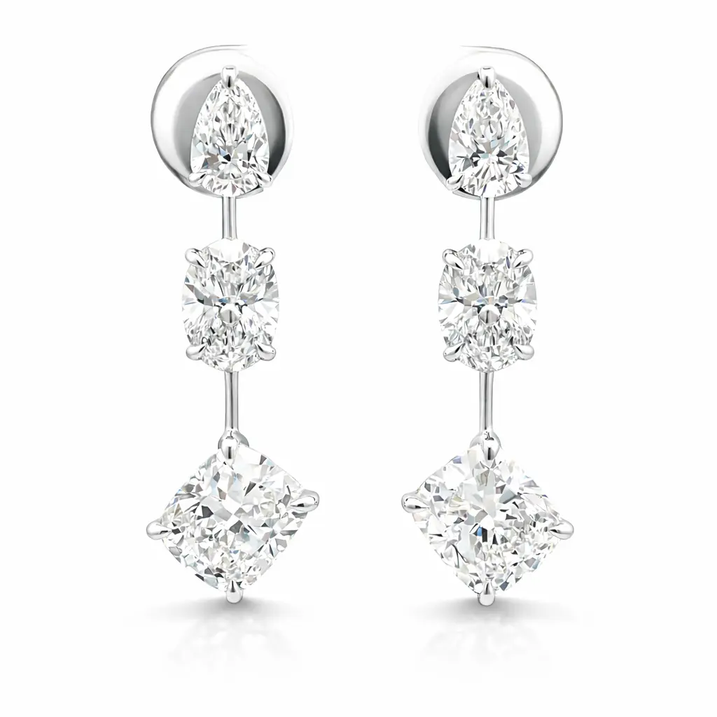 Mixed Cut Drop Earrings