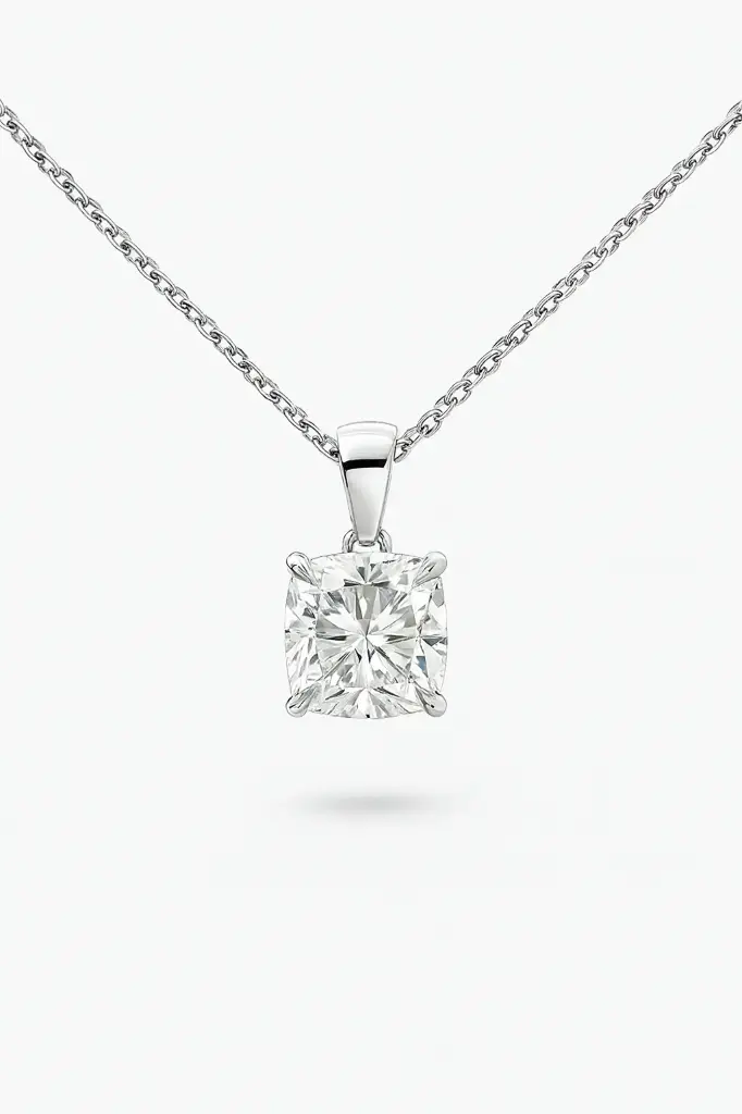 [KP10099CUSH200] Cushion Cut Diamond Necklace