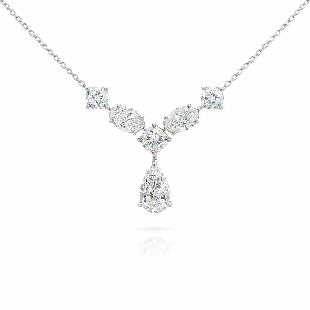 Oval V Diamond Necklace
