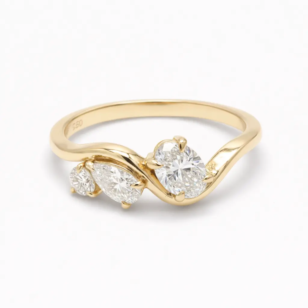 [25P15536] Wave Dimaond Ring