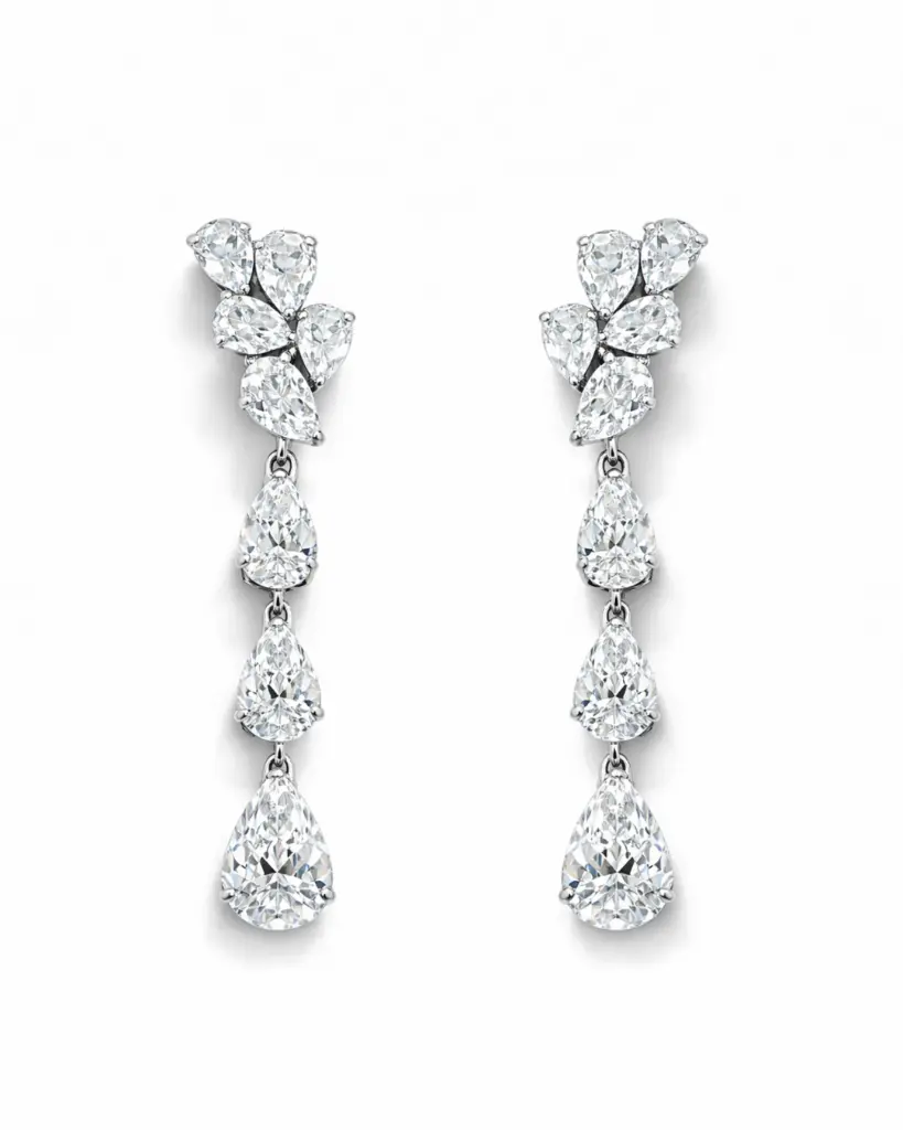 [PJ0056] Pear Cascade Diamond Earrings