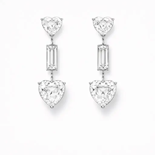 [KE13603] Twin Heart Diamond Earrings