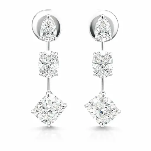 [KE13605] Mixed Cut Drop Earrings