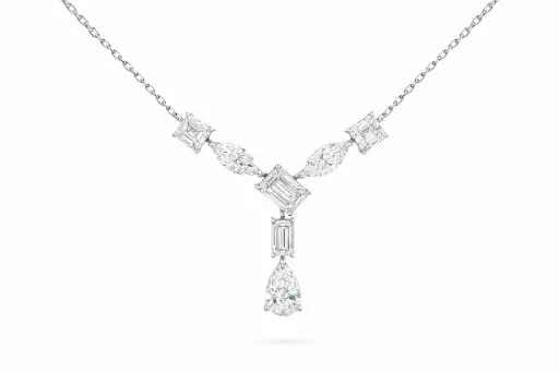 [KPC01466] Emerald V Diamond Necklace