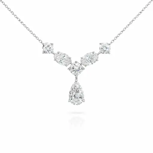 [KPC01468] Oval V Diamond Necklace