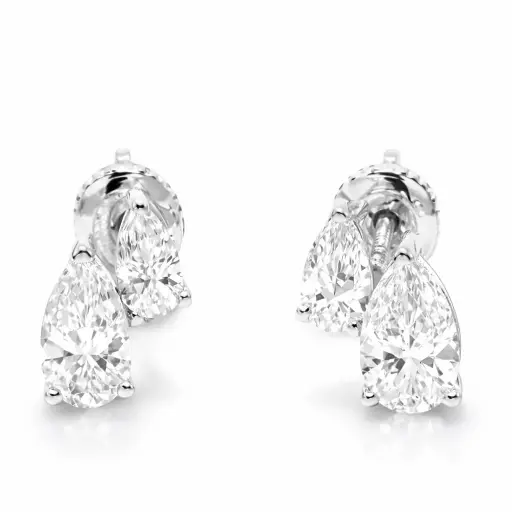[23P20480] Twin Pear Dimaond Earrings