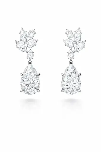 [PJ0052] Graceful Pear Drop Diamond Earrings